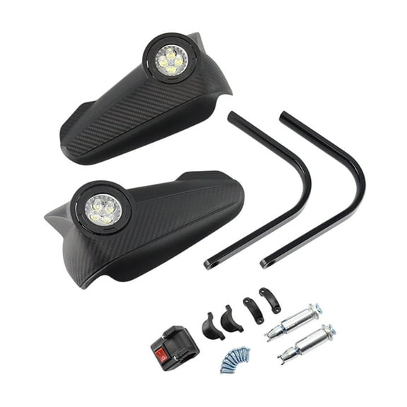 Black Black Motorcycle Handguard With Led Light For Fall Protection And Windbreak