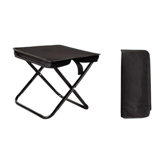 Black Black Outdoor Folding Stool Portable Handle Bag Compact Camping Chair For Fishing Queueing Lightweight And Fully Foldable For Easy Transport
