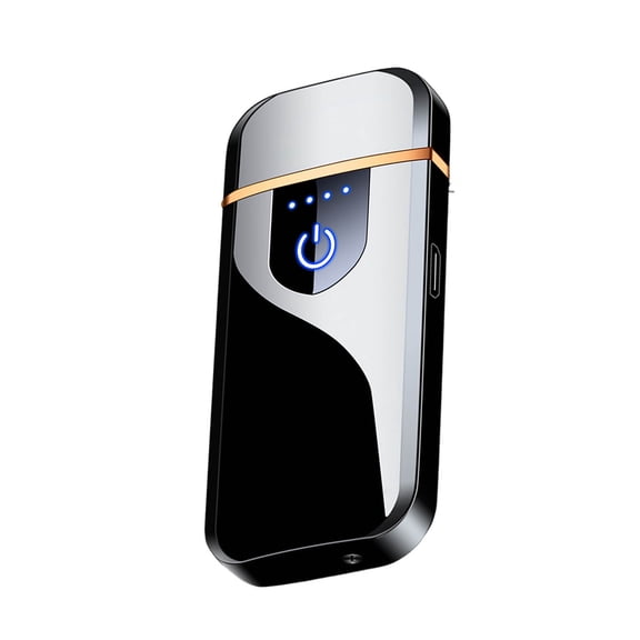 Black Black Oval Electric Lighter With Battery Level Indicator Rechargeable Via Usb Provides A Reliable Arc Ignition