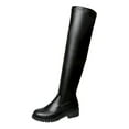thumbnail image 1 of Black Black Over The Knee Boots With Round Toe And Chunky Heel For A Sleek And Stylish Cold Weather Look, 1 of 9