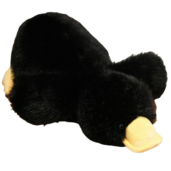 Black Fluffy Duck Plush Toy Soft Stuffed Animal Doll Comfort Hugging Pillow Companion For Kids Bedtime Sleeping Soothing Size 1181X591X394In Cotton Material Washable Decor Gift