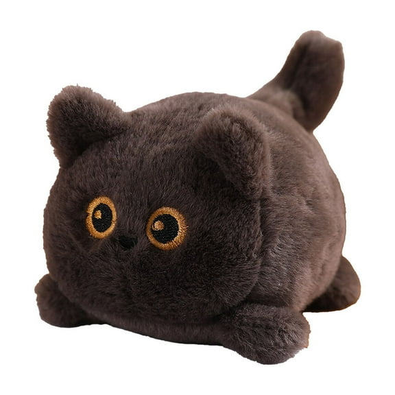 Black Black Pull String Wagging Tail Cat Plush Toy For Kids Small Soft Stuffed Animal For Travel