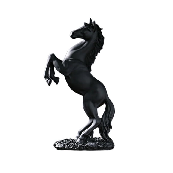Black Black Resin Galloping Horse Sculpture 30Cm Elegant Minimalist Figurine For Living Room Study Feng Shui Decor