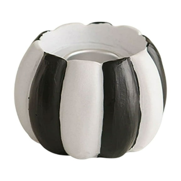Black Black Resin Mini Pumpkin Candle Holder Holiday Decorative Ornament For Dining Table 2.56X1.77 Inches