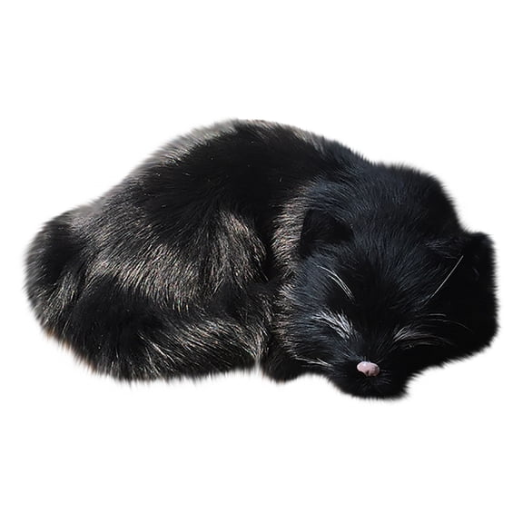 Black Black Simulation Cat Plush Toy For Children Lifelike Animal Figure Home Decor Collectible