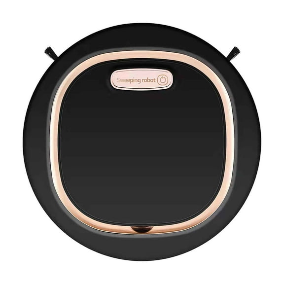 Black Black Smart Sweeping Robot With Rechargeable Usb Charging And Mopping Function 9.84X9.84X2.76 Inches Size 1200Mah Battery Ultra Thin Design With Washable Cartridge And Cloth