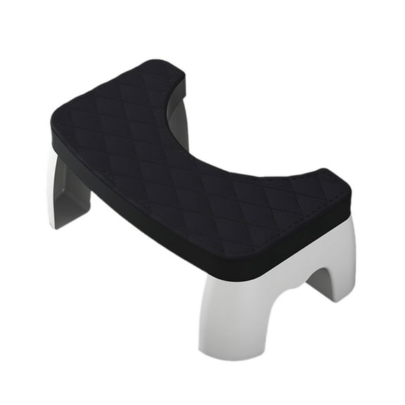Black Black Soft Padded Toilet Stool Non-Slip Bathroom Footrest Foldable Design For Home Office