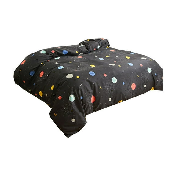 Black Black Summer Twin Comforter Cover 150X200Cm 59.05X78.74In Brushed Polyester Duvet Cover All Seasons Friendly Soft Bedding Double Size Fresh Pattern Home Decor Bedroom Quilt