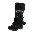 thumbnail image 1 of Black Black Winter Boots For Women With Flat Heel And Furry Lining Mid Calf Height Warm And Comfortable For Cold Days, 1 of 4