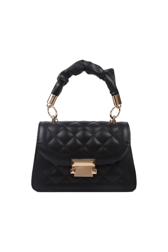 Black Black Womens Quilted Check Pattern Clutch Bag Small Crossbody Bag With Chain Strap Pu Leather 7.5X5.1X2.8 Inch