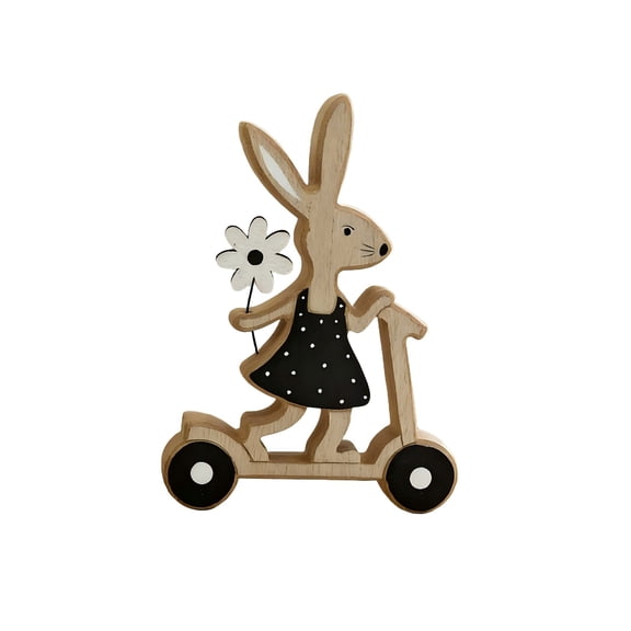 Black Black Wooden Easter Bunny Figurine Handcrafted Solid Wood Ornament For Modern Home Table Shelf Decor
