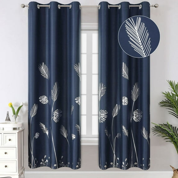Black Blackout Curtains for Bedroom 84 Inches Long, Room Darkening ...