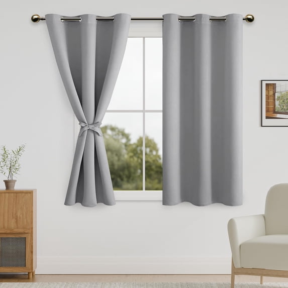 Black Blackout Curtains for Bedroom Sewn with Tiebacks - Thermal ...