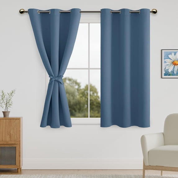 Black Blackout Curtains for Bedroom Sewn with Tiebacks - Thermal ...