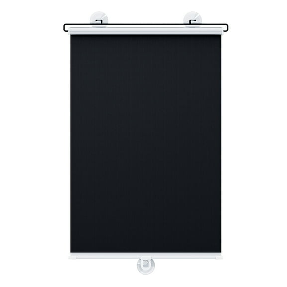 Black Blackout Roller Shades with 3 Suction Cups, 49.21X15.74" No Drilling Blackout Shades, Retractable Portable Window Blinds, Self Adhesive Sun Block Roller Curtain for Home Office Bedroom Balcony