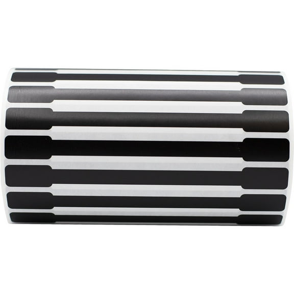 Black Blank Tamper Evident Labels | 0.5" x 6" Barbell Shape | 500 on a Roll