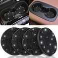 thumbnail image 1 of Black Bling Car Cup Coasters, 4 Pack Crystal Rhinestone Bling Car Coaster Universal 2.75 Inch Anti-Slip Shockproof Car Cupholder Coaster Insert Auto Interior Accessories for Women, Black, 1 of 5