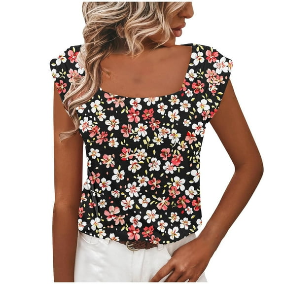 Black Blouses for Women Dressy Casual Womens T Shirts Loose Fit Plus Size Solid Color Tshirts