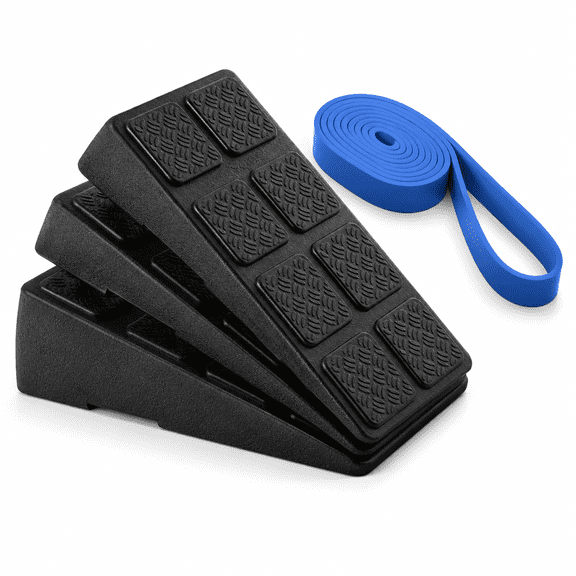 Black&Blue 3-Piece Squat Wedge Block Set, 960 Lbs Capacity Stackable Slant Workout Blocks