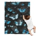 thumbnail image 1 of Black Blue Butterfly Dandelion Pattern Blanket,Comfortable Soft Flannel Throw Blanket,All Season,Warm Lightweight Blankets for Sofa Bed Couch Living Room Chair,30"x40", 1 of 4
