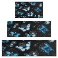 thumbnail image 1 of Black Blue Butterfly Dandelion Pattern Kitchen Rugs Sets Of 3,Kitchen Runner Rugs Non Skid Washable,Decorative Kitchen Floor Mats for Kitchen,Sink,Laundry,17"x30"+ 17"x47" + 17"x59", 1 of 6