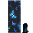 thumbnail image 1 of Black Blue Butterfly Pattern Hot Yoga Mat Towel Non Slip for Hot Yoga - Quick-Drying Yoga Mat Cover with 4 Corner Pockets with Travel Bag - Hot Yoga Towel Non Slip Grip Moisture Wicking Sweat 70"x26", 1 of 6