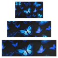 thumbnail image 1 of Black Blue Butterfly Pattern Kitchen Rugs Sets Of 3,Kitchen Runner Rugs Non Skid Washable,Decorative Kitchen Floor Mats for Kitchen,Sink,Laundry,17"x30"+ 17"x47" + 17"x59", 1 of 6