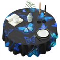 thumbnail image 1 of Black Blue Butterfly Pattern Round Tablecloth 60"x60",Wrinkle Wipeable Table Cloth for Kitchen Dining Room Picnic Patio Party, 1 of 6