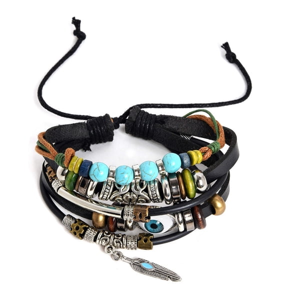 Black Blue Evil Eye Layered Bracelet