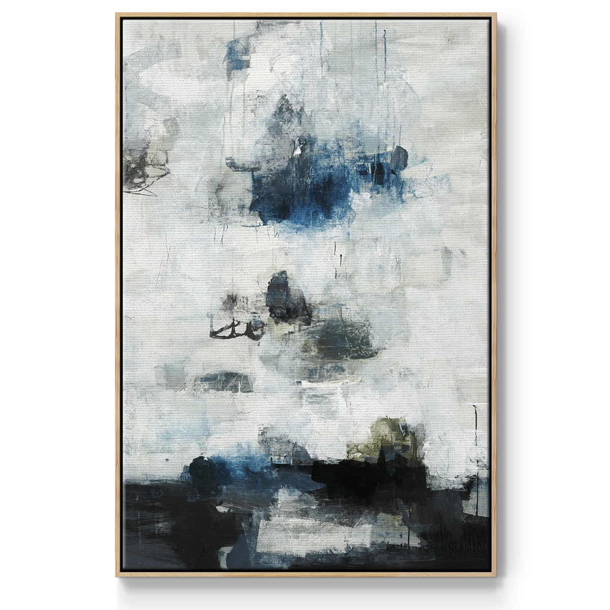 Black & Blue Framed Premium Gallery Wrapped Canvas - Ready to Hang - 17 x 25 - Natural Wood Floating Frame