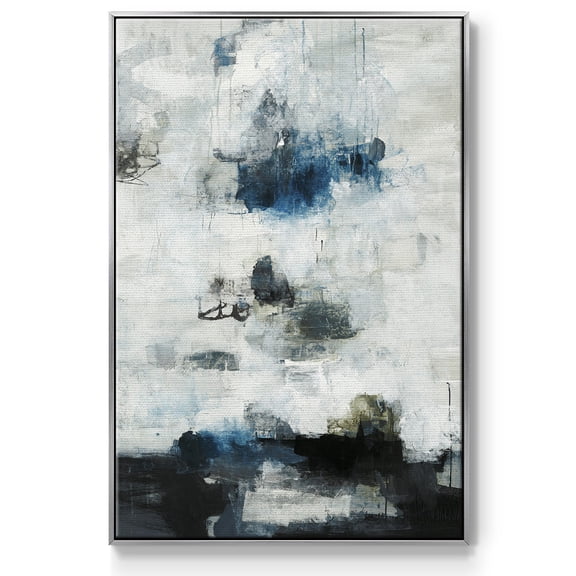 Black & Blue Framed Premium Gallery Wrapped Canvas - Ready to Hang - 17 x 25 - Silver Floating Frame