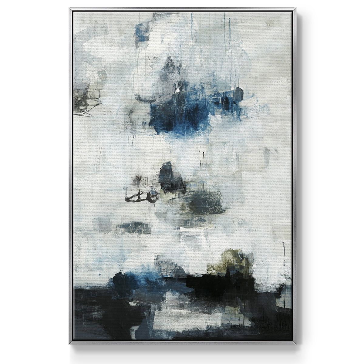 Black & Blue Framed Premium Gallery Wrapped Canvas - Ready to Hang - 27 x 41 - Silver Floating Frame