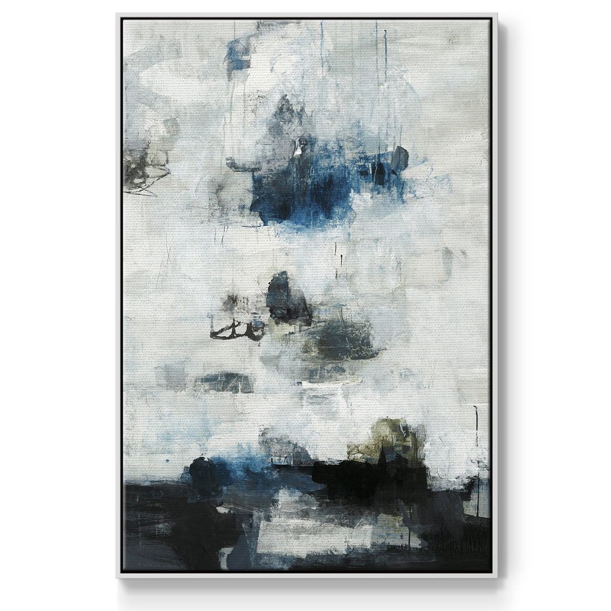 Black & Blue Framed Premium Gallery Wrapped Canvas - Ready to Hang - 27 x 41 - White Floating Frame