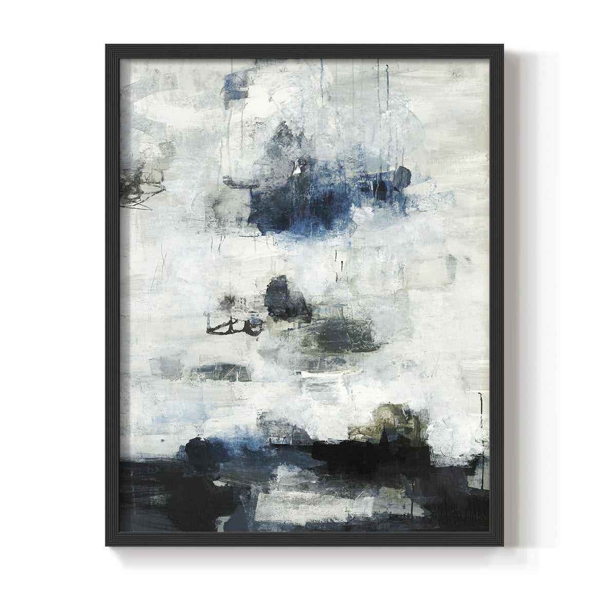 Black & Blue Framed Print in Black Solid Wood Framed Print No Nail Hanging