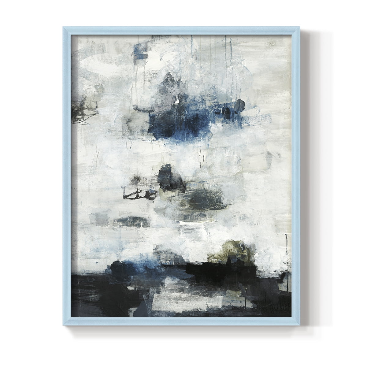 Black & Blue Framed Print in Blue Solid Wood Framed Print No Nail Hanging