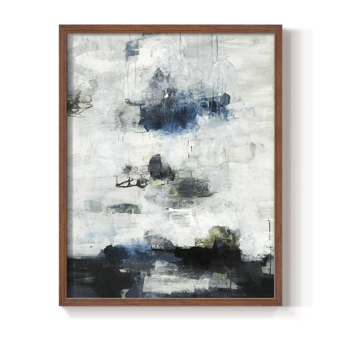Black & Blue Framed Print in Brown Solid Wood Framed Print No Nail Hanging