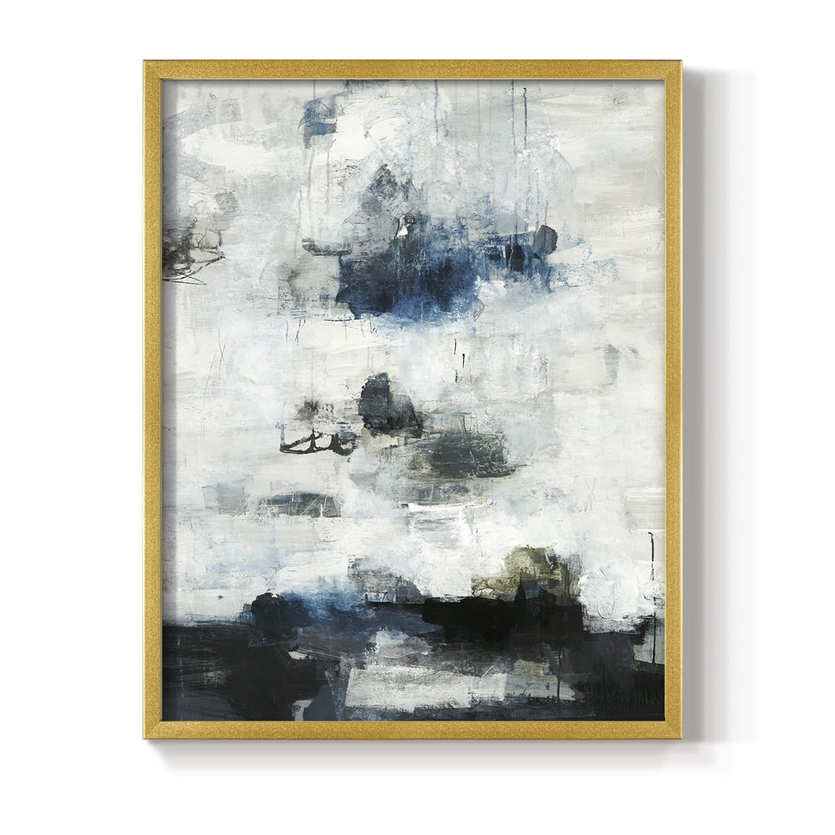 Black & Blue Framed Print in Gold Solid Wood Framed Print No Nail Hanging