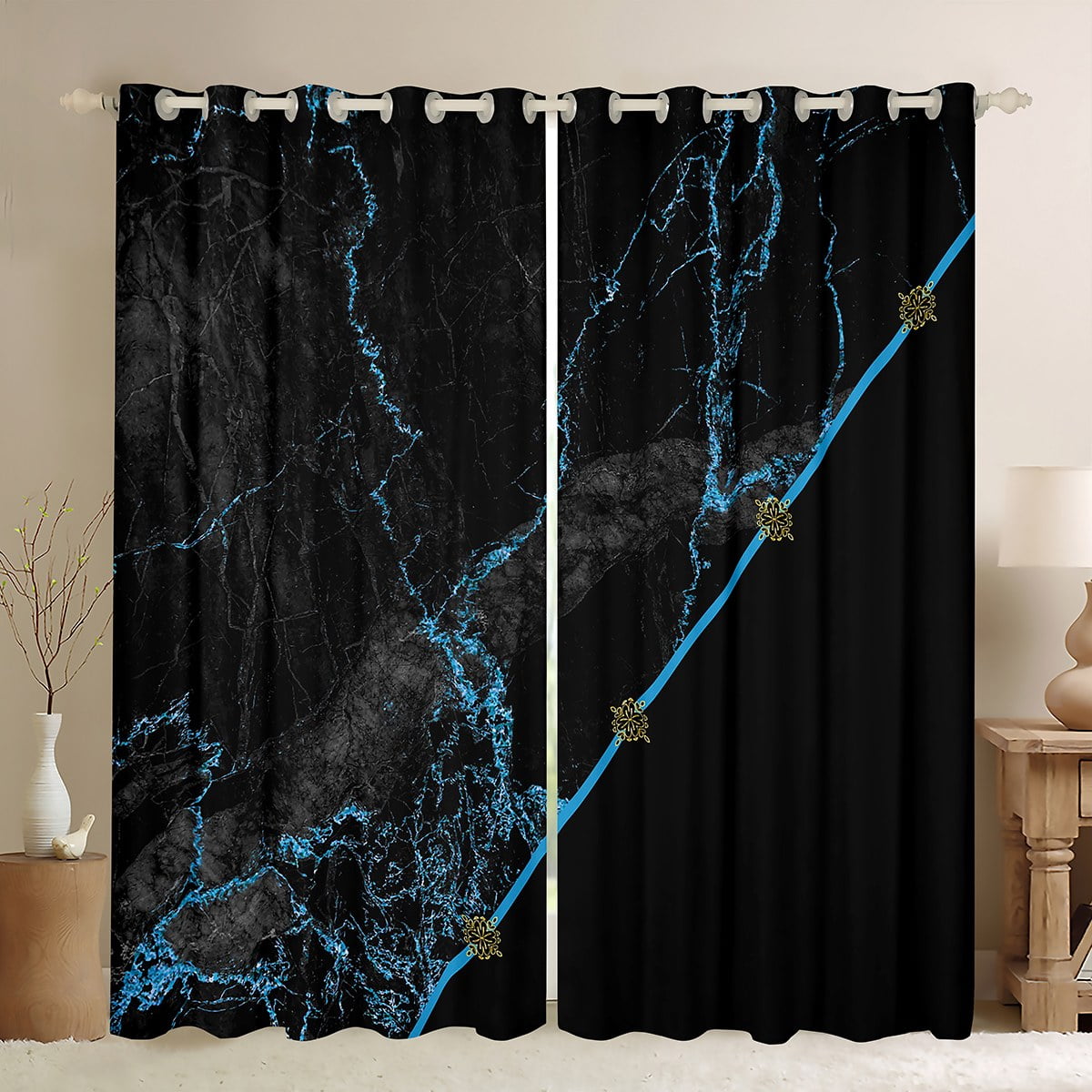 Black And Blue Curtainsnull