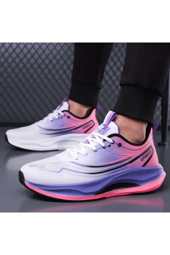 Black Blue Gradient Streamline Print Lightweight Professional Racing Training Running Shoes