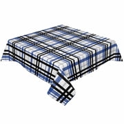 Black Blue Grey Plaid Square/Round Tablecloths 54x54,Simple Check Stripes Lines Country Table Cloth Table Cover Indoor/Outdoor Tabletop Decor for Wedding Holiday Party Dinner Baby Shower