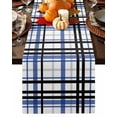 thumbnail image 1 of Black Blue Grey Plaid Table Runner-Cotton Linen- 48 Inch Holiday Dresser Scarves, Simple Check Stripes Lines Country Tablerunner for Kitchen Coffee/Dining Bedroom Living Room Dinner Scarf Décor 13x48, 1 of 7