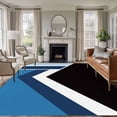 thumbnail image 1 of Black Blue Lines Washable Living Room Rugs 5'x7', Geometric Abstract Black Dark Blue Texture Low Pile Throw Large Area Rugs Non-Slip Sturdy Edge Binding Carpet for Dining Room Bedside Kitchen, 1 of 9