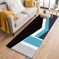thumbnail image 1 of Black Blue Lines Washable Runner Rugs 2'x6', Geometric Abstract Black White Blue Texture Low Pile Throw Entryway Rug Non-Slip Sturdy Edge Binding Carpet for Indoor Bedside Entrance Bedside, 1 of 9