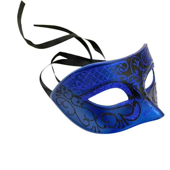 Black Blue Masquerade Ball Mask Pair Dance Prom Burlesque Mardi Gras Carnival Graduation Halloween Costume Cosplay New Year Party