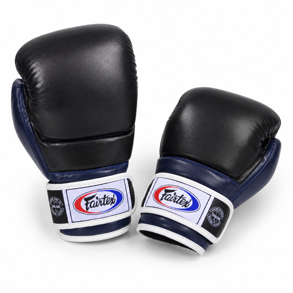 Black/Blue Medium 10 oz Leather Boxing Gloves for MMA Muay Thai Martial Arts