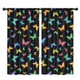 thumbnail image 1 of Black Blue Orange Butterfly Pattern Insulated Teens Curtains Set Of 2, Bedroom Essentials, Toddler Room Decor 42"x84", 1 of 5