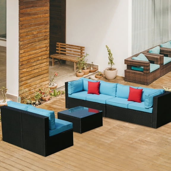 Black+Blue Patio Furniture - UV-Resistant and Mildew-Resistant - Garden Parties - Comfortable Seating