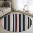 thumbnail image 1 of Black Blue Pink Striped Round Rug 3ft Washable Circle Entryway Rugs Non Slip Farmhouse Modern Stripes Art Area Rug Indoor Floor Carpet for Bedroom Kitchen Living Room Home Office Dining Room Nursery, 1 of 8