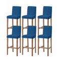 thumbnail image 1 of Black Blue Plaid Bar Stool Covers Set of 6, Country Buffalo Checked Gingham Stretch Washable Bar Chair Covers with Backs, Removable Pub Counter Height Chair Cover for Kitchen Dining Room Cafe, 1 of 7