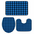 thumbnail image 1 of Black Blue Plaid Bath Mat 3 Piece Bathroom Rug Set, Country Buffalo Checked Gingham Non Slip Bath Rug Contour Mat and Toilet Lid Cover, Absorbent Shower Mats Soft Bath Rugs and Mats Sets, 1 of 8